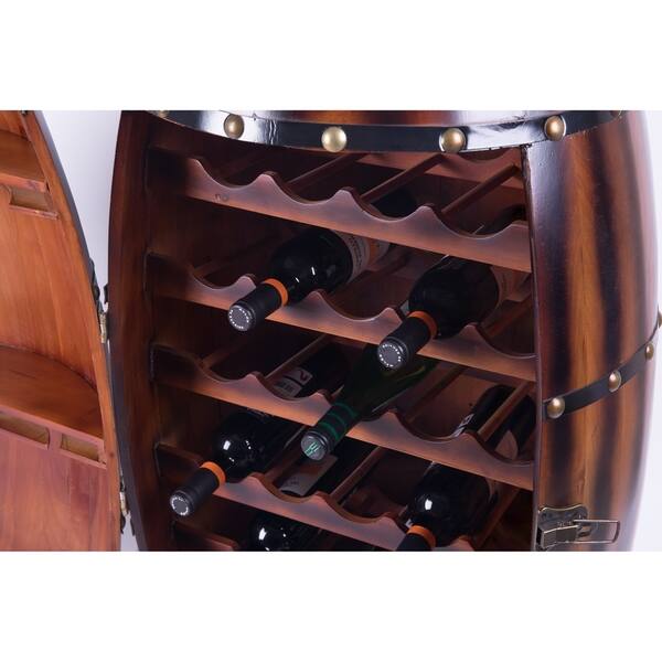 Shop Wooden Wine Barrel Bar Cabinet End Table With Latch 27