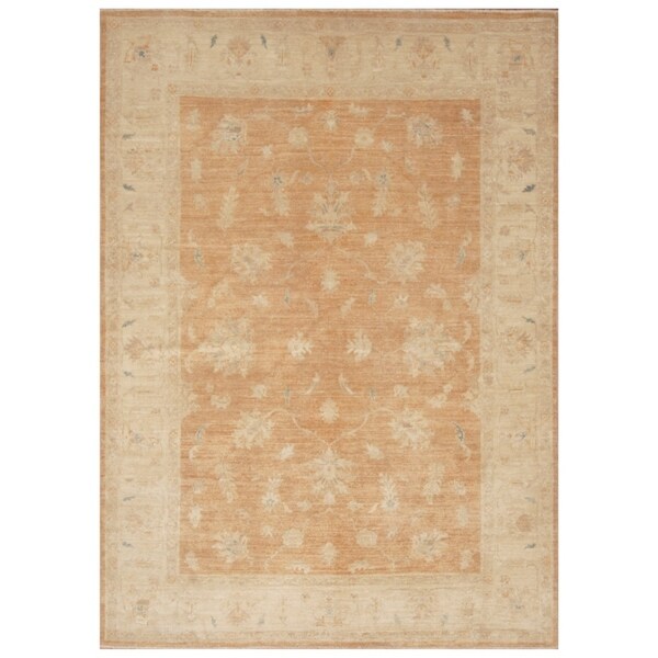 Handmade Vegetable Dye Oushak Wool Rug (Afghanistan) - 5' x 6'9
