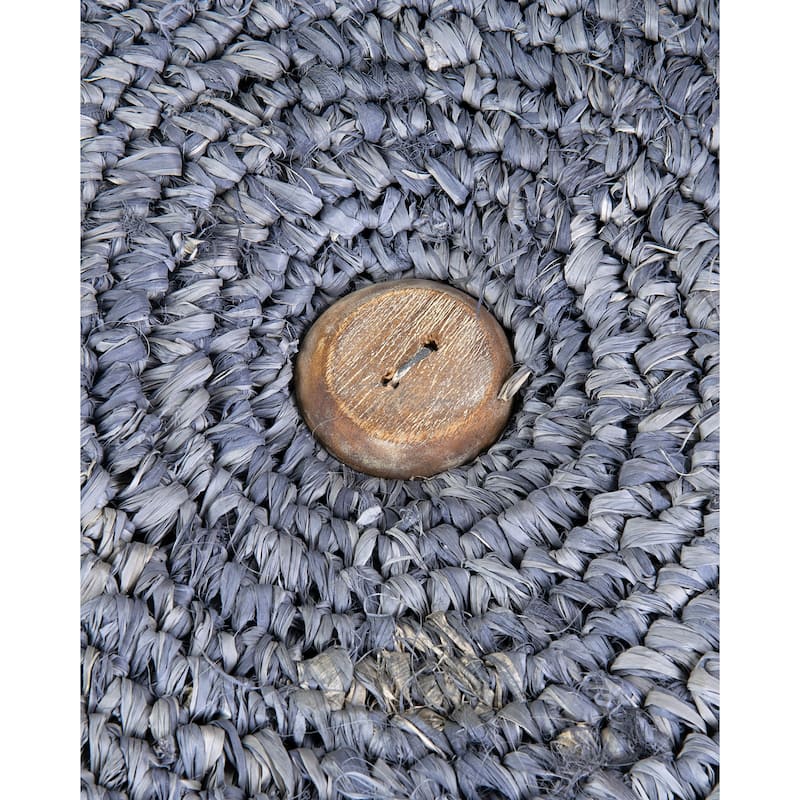 Natural Handmade Raffia Wood Ottoman by East at Main