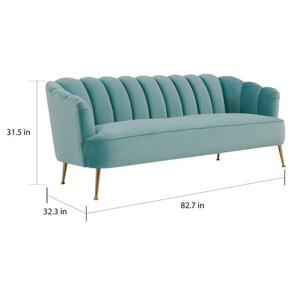 Silver Orchid Zelenka Petite Sea Blue Velvet Sofa