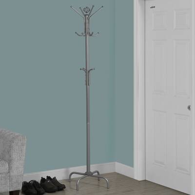 Coat Rack, Hall Tree, Free Standing, 12 Hooks, Entryway, 70" High, Bedroom, Metal, Contemporary, Modern