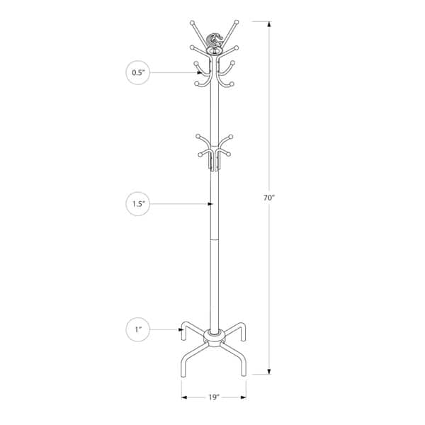 Coat Rack, Hall Tree, Free Standing, 12 Hooks, Entryway, 70