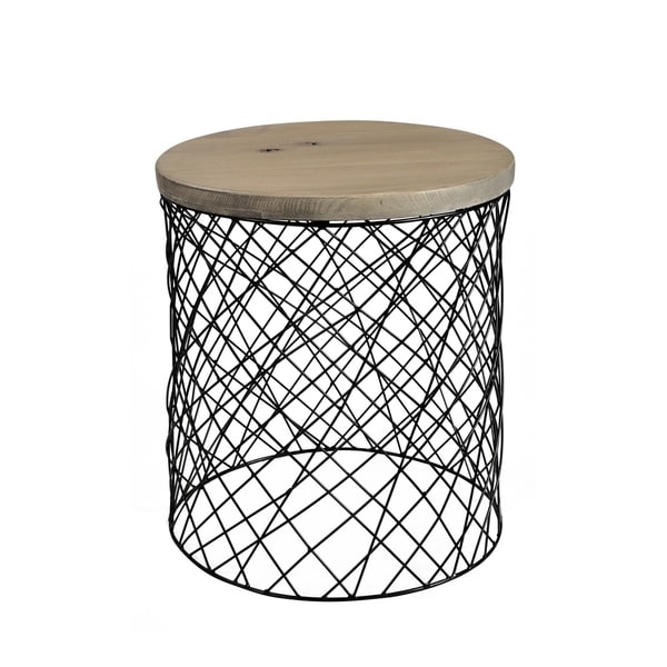 Aurelle Home Coco Solid Wood and Metal Contemporary Side Table - 20" x 18" x 18"