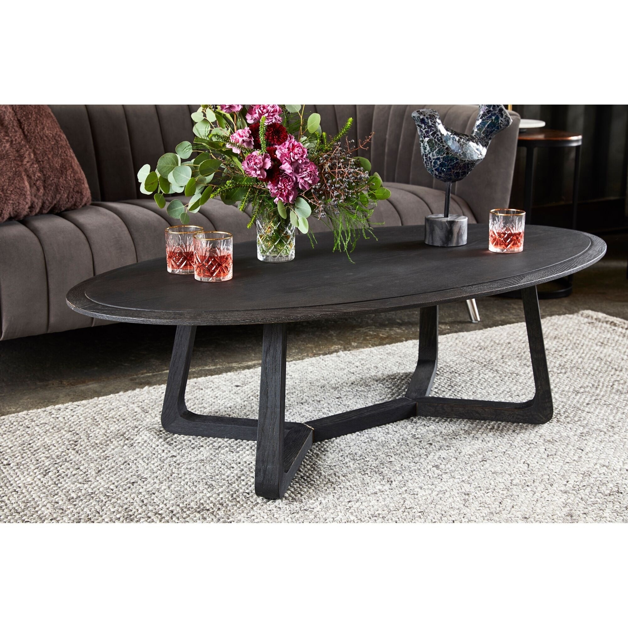 Aurelle Home Charcoal Black Solid Oak Coffee Table Aurelle Home Charcoal Black Solid Oak Coffee Table