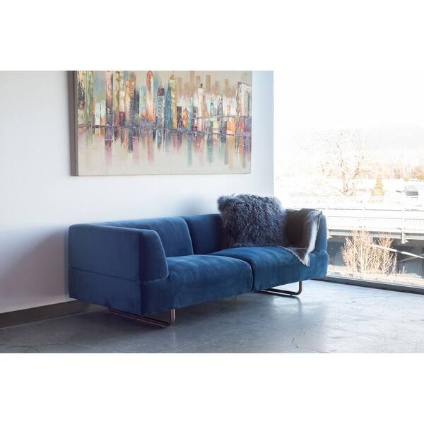 Aurelle Home Blue Clean Line Modern Sofa On Blue Clean Line Modern Sofa