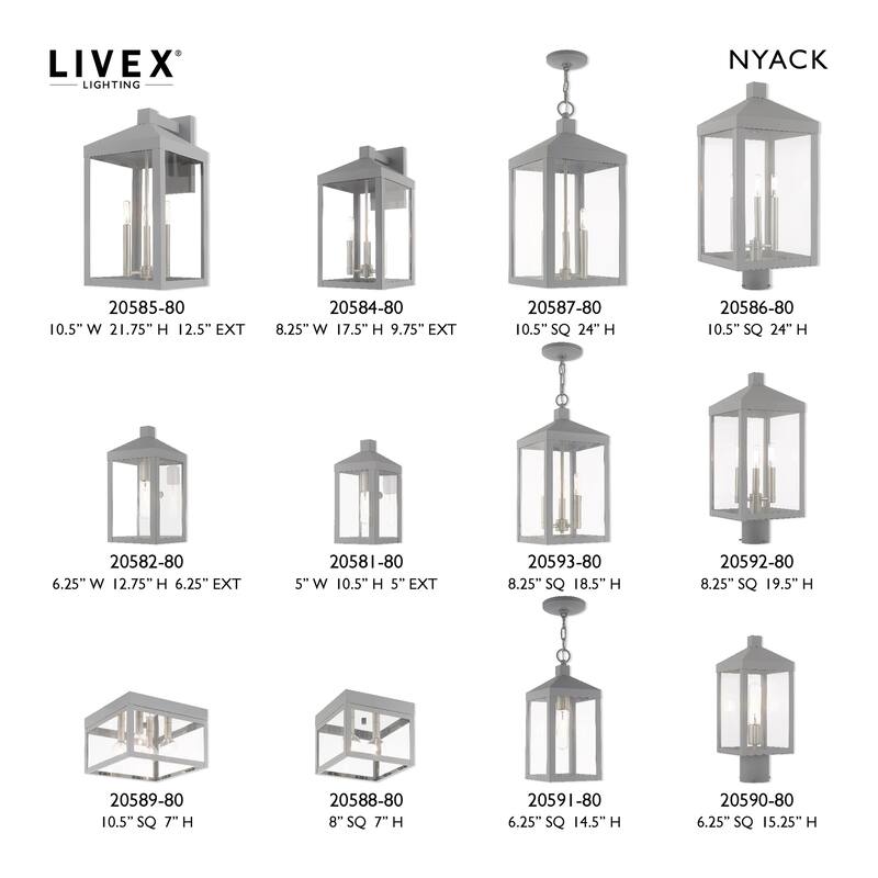 Livex Lighting Nyack 1-Light Outdoor Pendant Lantern - 6.25"Sq. x 14.5"H - 6.25"Sq. x 14.5"H