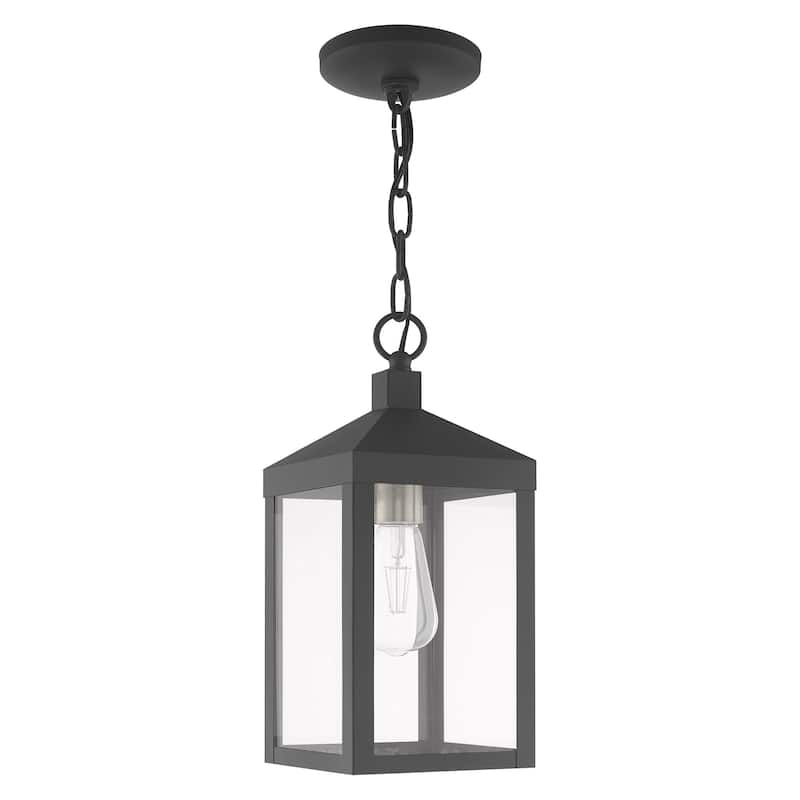 Livex Lighting Nyack 1-Light Outdoor Pendant Lantern - 6.25"Sq. x 14.5"H - 6.25"Sq. x 14.5"H