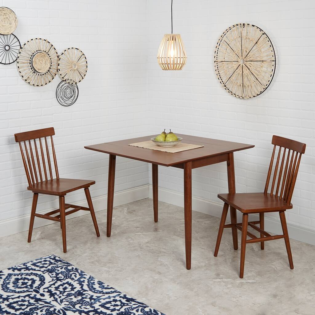 Connor Mid-Century Modern Drop Leaf Dining Table Set with 2 Chairs ...