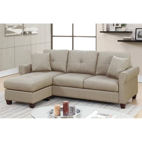 Shop Bobkona Ira Glossy Polyfiber Reversible Sectional Sofa With 2