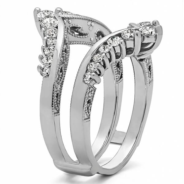 Shop 98 Ct Filigree Vintage Wedding Ring Guard In Silver With