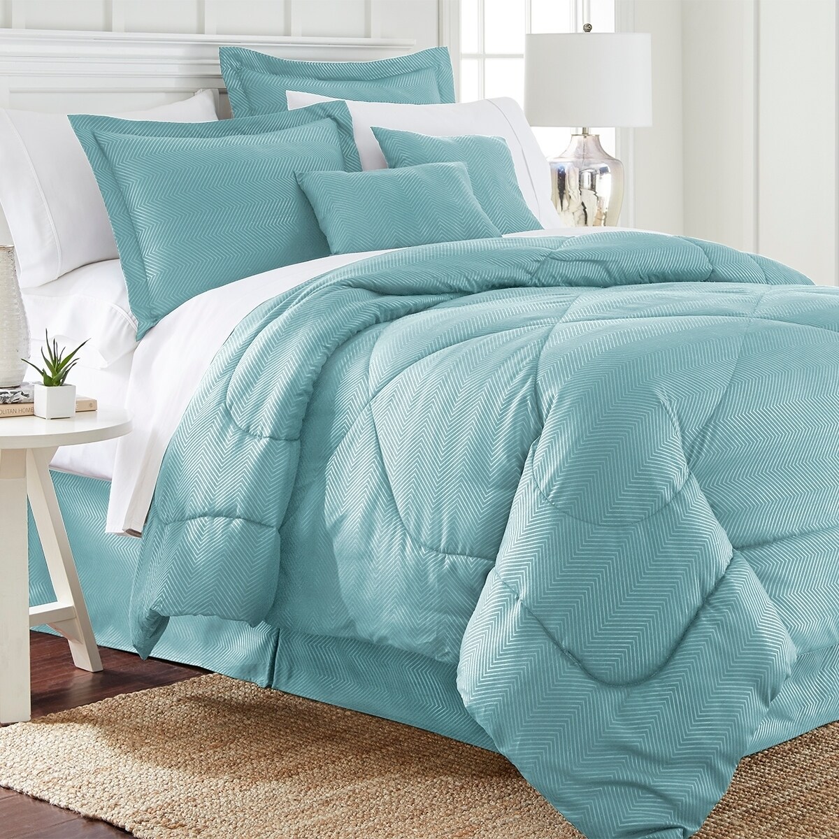 Shop Spirit Linen Home Embossed Chevron Comforter Set 6 Piece