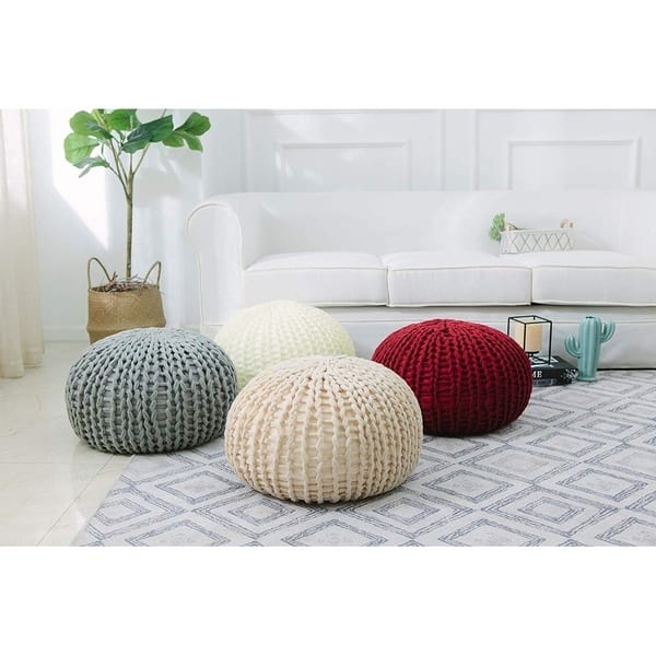 Shop Cheer Collection 5" Round Chunky Hand-Knit Decorative and Shop Cheer Collection 5" Round Chunky Hand-Knit Decorative and