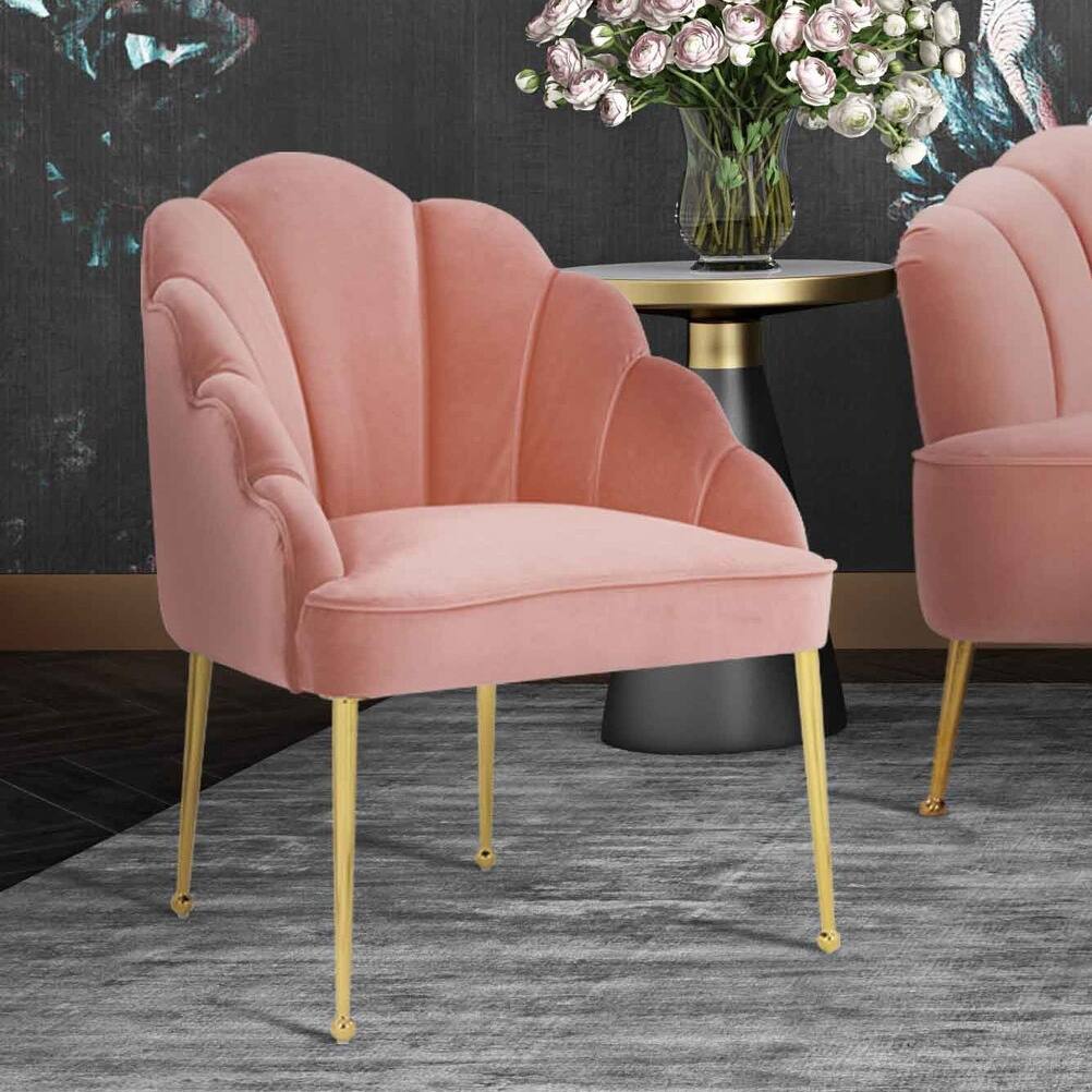 Silver Orchid Zelenka Petite Blush Velvet Chair