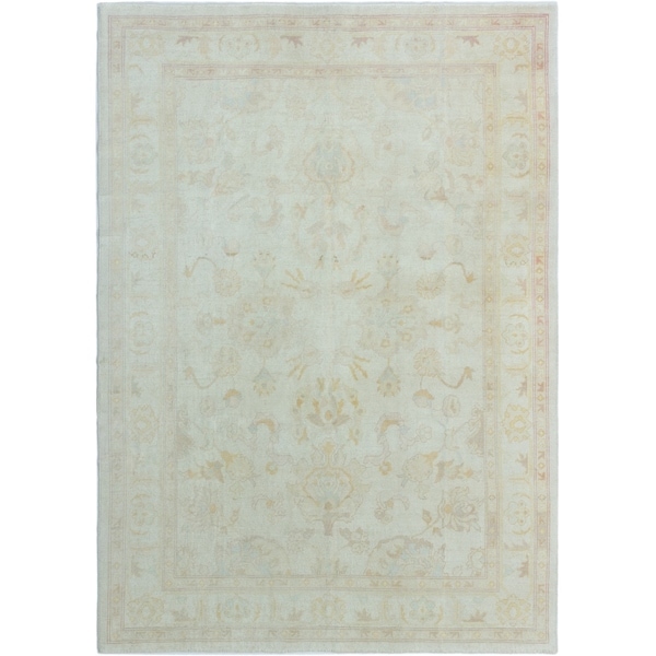 eCarpetGallery Hand-knotted Authentic Ushak Cream Wool Rug - 6'4 x 8'10