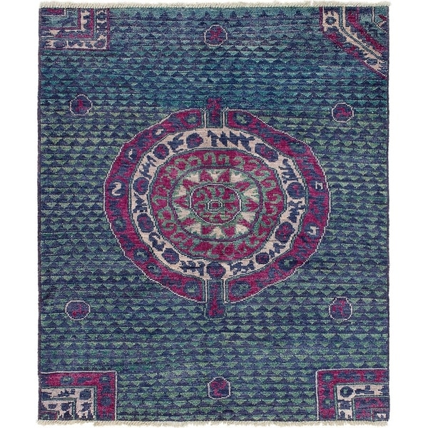eCarpetGallery Hand-knotted Shalimar Navy Blue Wool Rug - 5'8 x 6'7