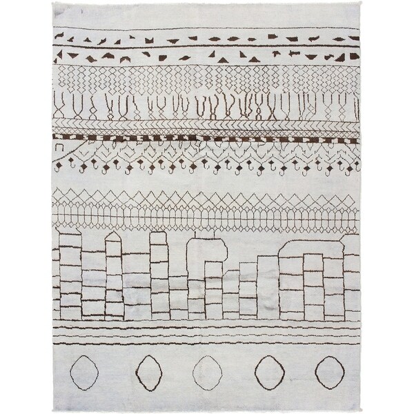 eCarpetGallery Hand-knotted Tangier Light Grey Wool Rug - 8'0 x 10'7