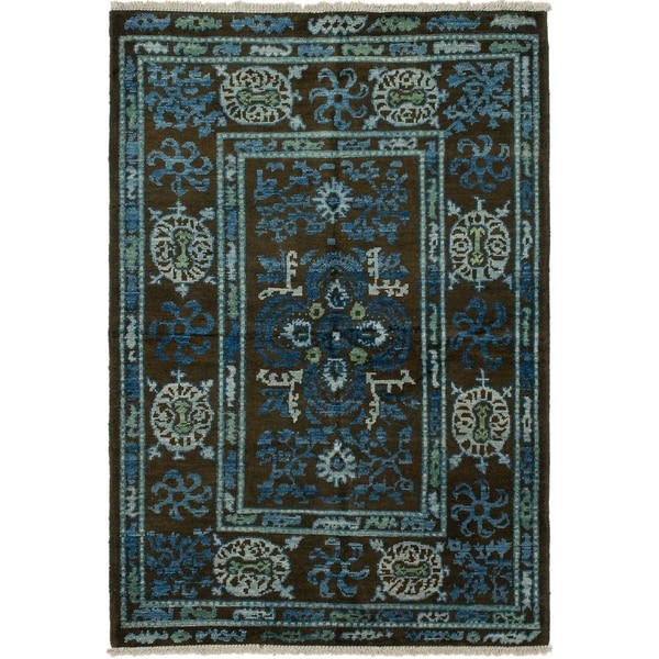 eCarpetGallery Hand-knotted Shalimar Dark Brown Wool Rug - 5'2 x 7'9