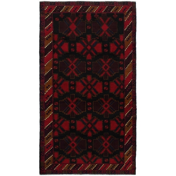 eCarpetGallery Hand-knotted Teimani Black, Red Wool Rug - 3'6 x 6'5