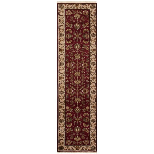 eCarpetGallery Hand-knotted Sultanabad Dark Red Wool Rug - 2'6 x 10'1