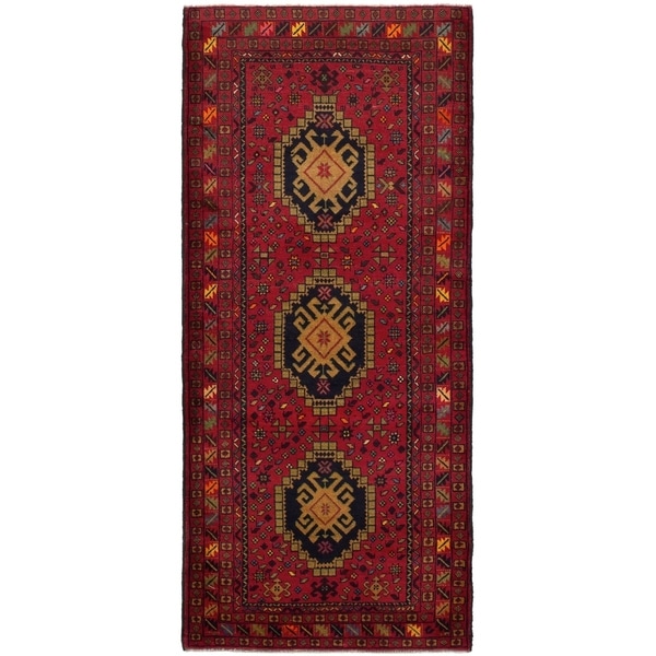 eCarpetGallery Hand-knotted Rizbaft Red Wool Rug - 3'0 x 6'9