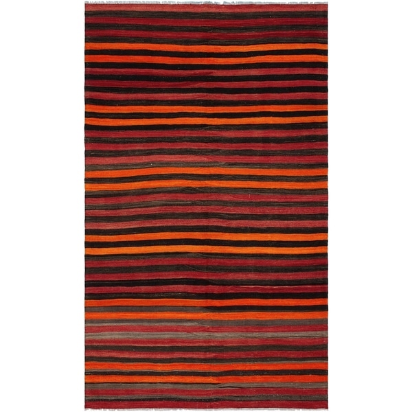 eCarpetGallery Flat-weave Bohemian Dark Red Wool Kilim - 6'0 x 10'2