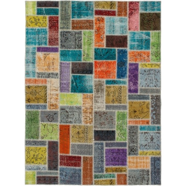 eCarpetGallery Hand-knotted Color Transition Patch Grey Wool Rug - 5'9 x 7'11