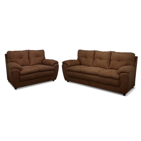 Jordan Plush Two Piece Upholstered Sofa and Loveseat Set