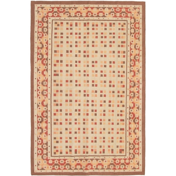eCarpetGallery Flat-weave Ankara FW Brown, Cream Wool Kilim - 5'10 x 9'0