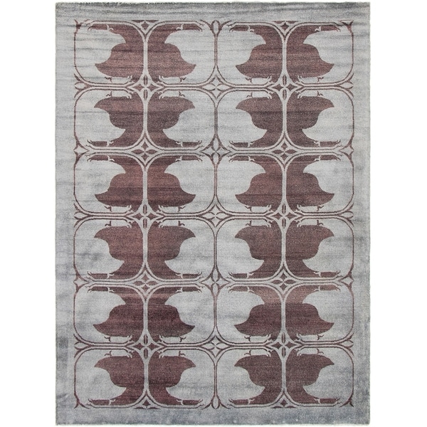 eCarpetGallery Hand-knotted Color Transition Light Grey Wool Rug - 6'4 x 8'6