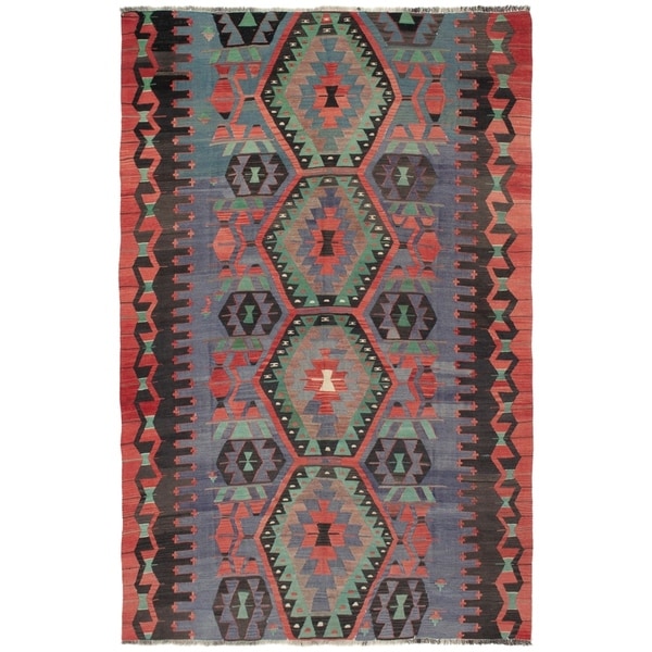 eCarpetGallery Flat-weave Sivas Dark Copper Wool Kilim - 5'11 x 9'5