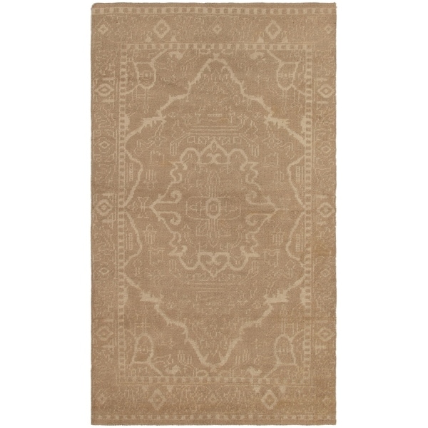 eCarpetGallery Hand-knotted La Seda Khaki Silk, Wool Rug - 4'6 x 8'0