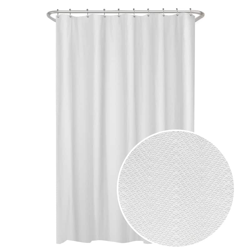 Maytex Herringbone Ultimate Waterproof Fabric Shower Curtain or Liner - White