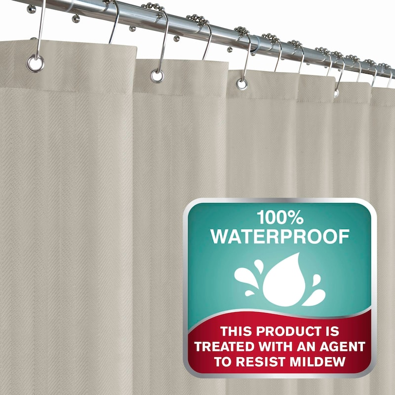 Maytex Herringbone Ultimate Waterproof Fabric Shower Curtain or Liner