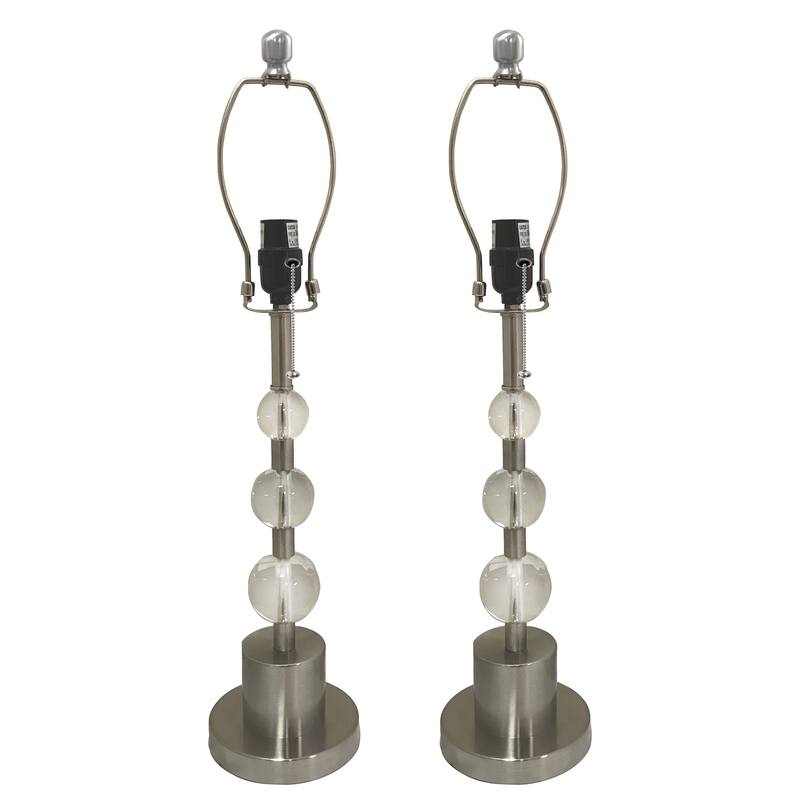 Royal Designs Set of 2 Lamp Bases with Crystal Ball Accents, Matching