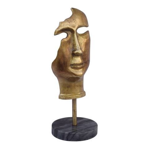 Aurelle Home Metal Mask Sculpture on Marble Stand