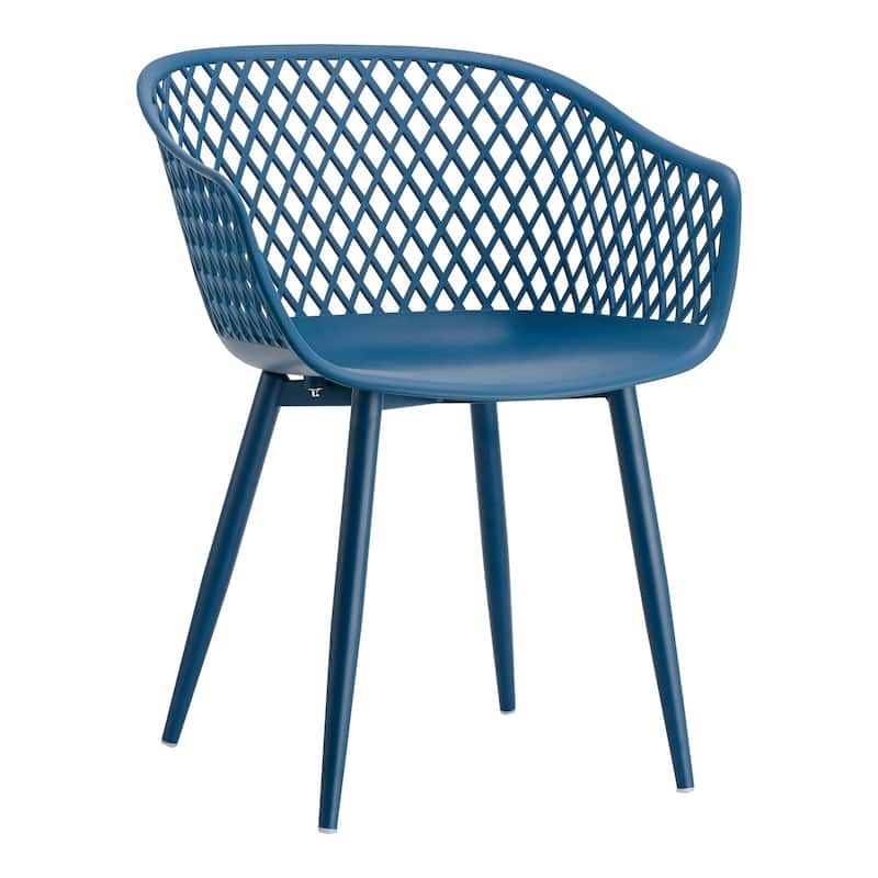 Aurelle Home Piola Waterproof Modern Outdoor Chairs (Set of 2) - 23 x 24 x 32 - Blue