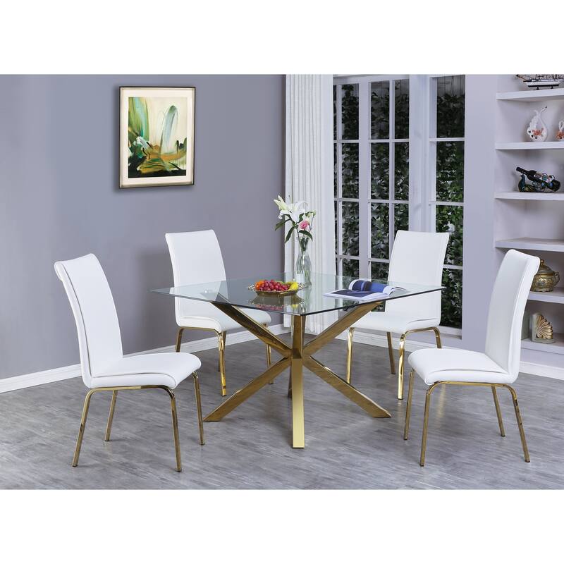 Best Quality Furniture Contemporary Glass 5-piece Dining Set