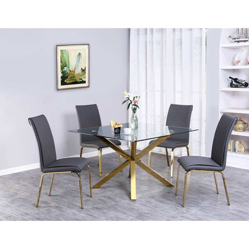 Best Quality Furniture Contemporary Glass 5-piece Dining Set