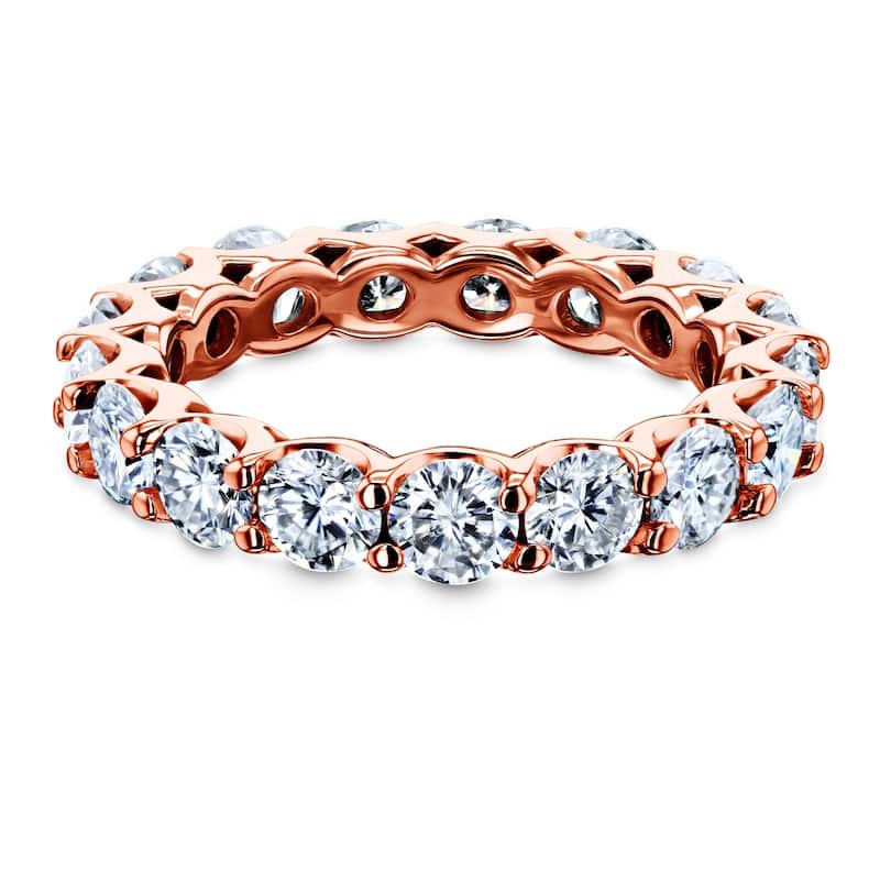 Kobelli 2.88 Carats Solid 14k Gold Round Moissanite Eternity Band Wedding Ring (Sizes 6.5 to 7.5)