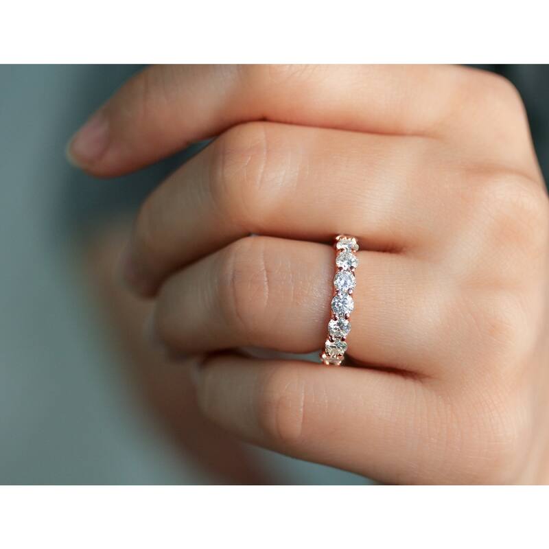 Annello by Kobelli 14k Gold 2-3/4ct.tw Round Moissanite Prong Set Eternity Ring Wedding Band