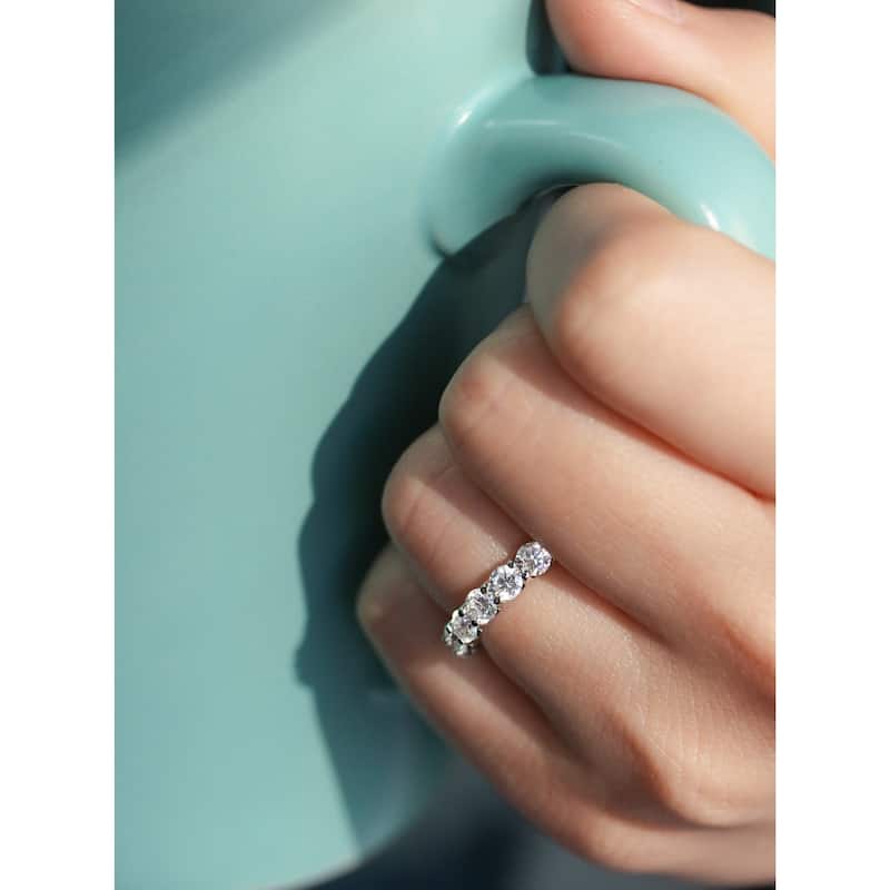 Annello by Kobelli 14k Gold 3ct.tw Round Moissanite Prong Set Eternity Ring Wedding Band