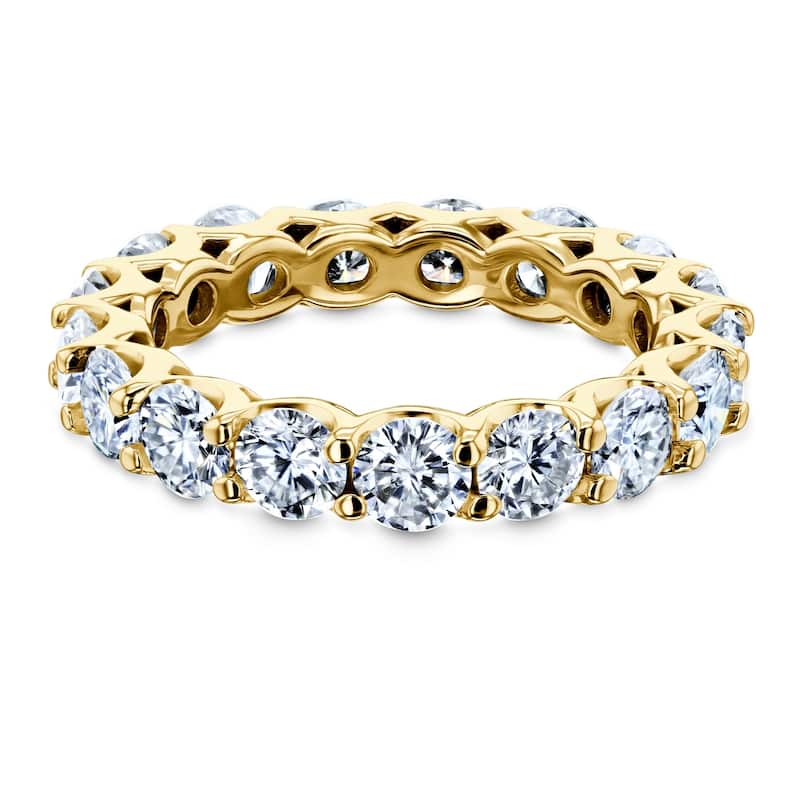 Annello by Kobelli 14k Gold 3ct.tw Round Moissanite Prong Set Eternity Ring Wedding Band