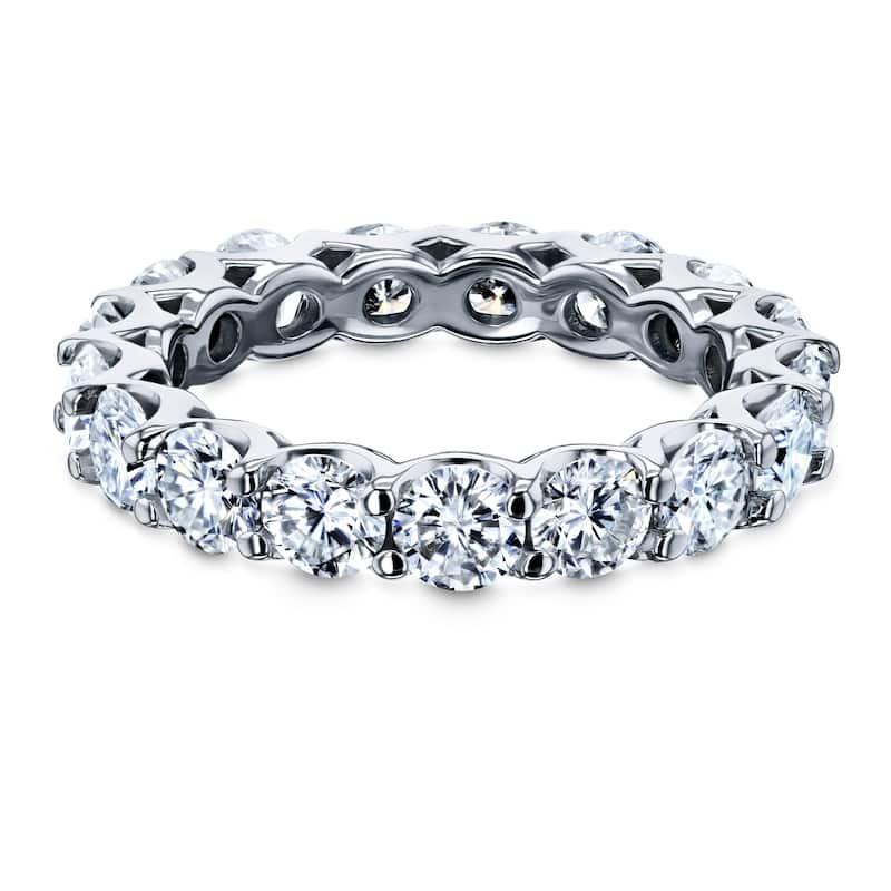 Annello by Kobelli 14k Gold 2-3/5ct.tw Round Moissanite Prong Set Eternity Ring Wedding Band