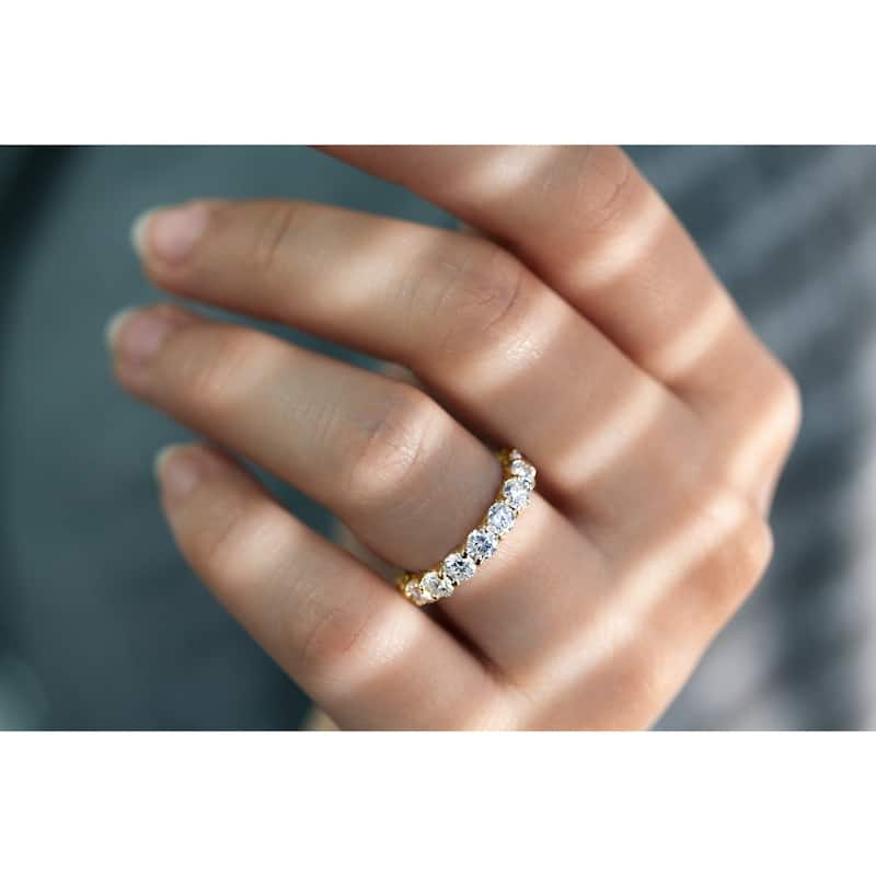 Annello by Kobelli 14k Gold 2-3/5ct.tw Round Moissanite Prong Set Eternity Ring Wedding Band