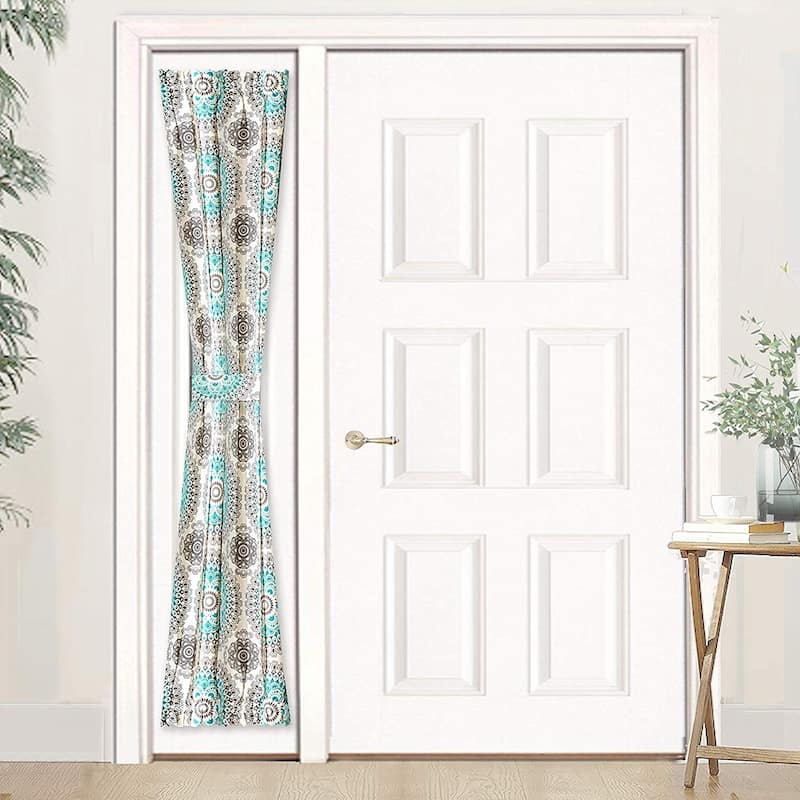 DriftAway Bella Rod Pocket Room Darkening Door Single Curtain Panel - 25" width x 72 " length - aqua/gray