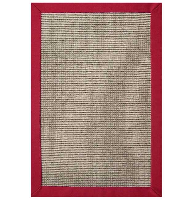 Hand woven Sisal Red Border Rug (89 X 12)