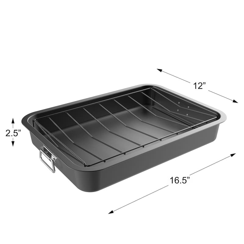 Roasting Pan with Angled Rack Nonstick Oven Roaster by Classic Cuisine