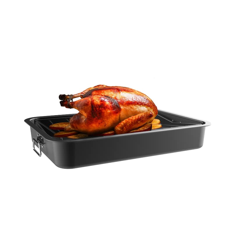 Roasting Pan with Angled Rack Nonstick Oven Roaster by Classic Cuisine