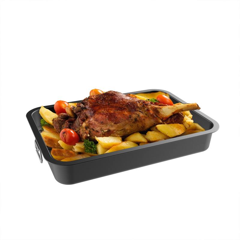 Roasting Pan with Flat Rack Nonstick Oven Roaster by Classic Cuisine