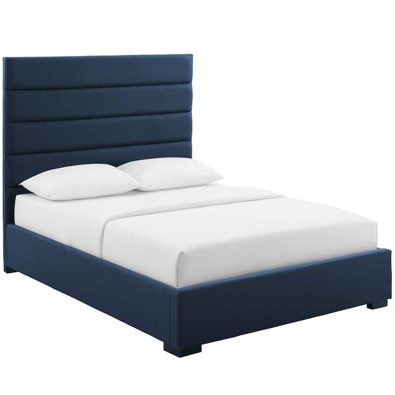 Genevieve Queen Upholstered Fabric Platform Bed - Blue